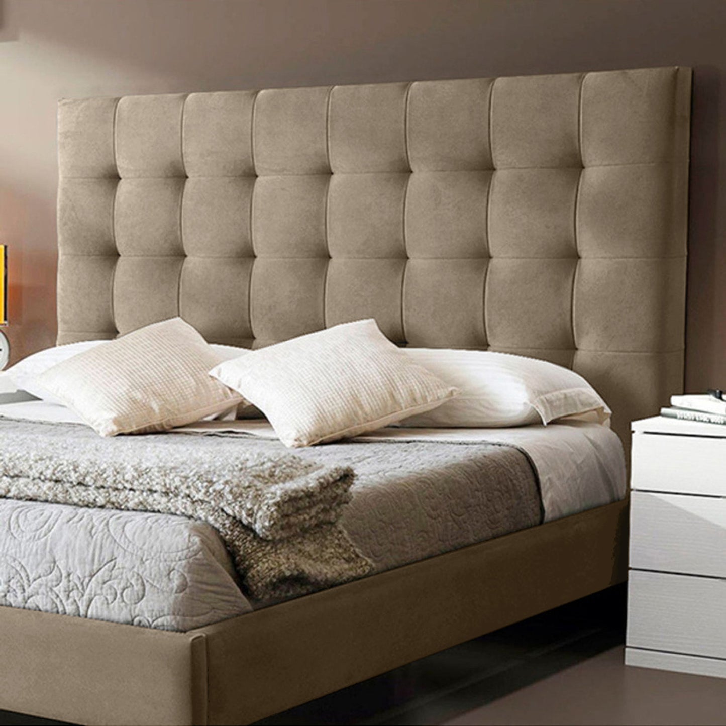 Base Cama Con Espaldar Doble Luxury Taupe