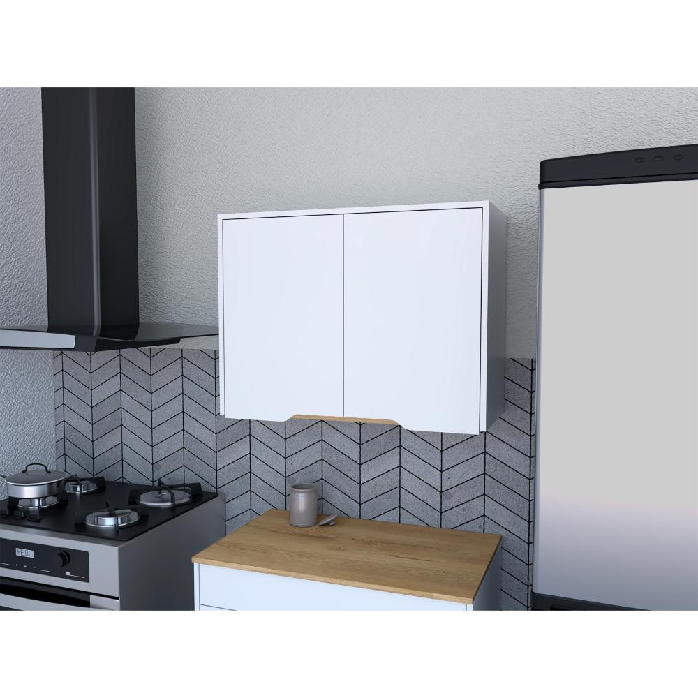 Mueble Superior De Cocina Plannet Blanco Y Macadamia 80 Cm