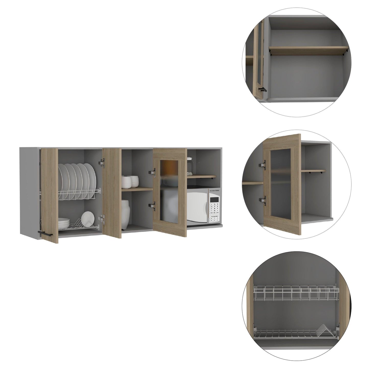 Modulo Superior De Cocina Kitchen Vionel Gris Y Rovere 150 Cm