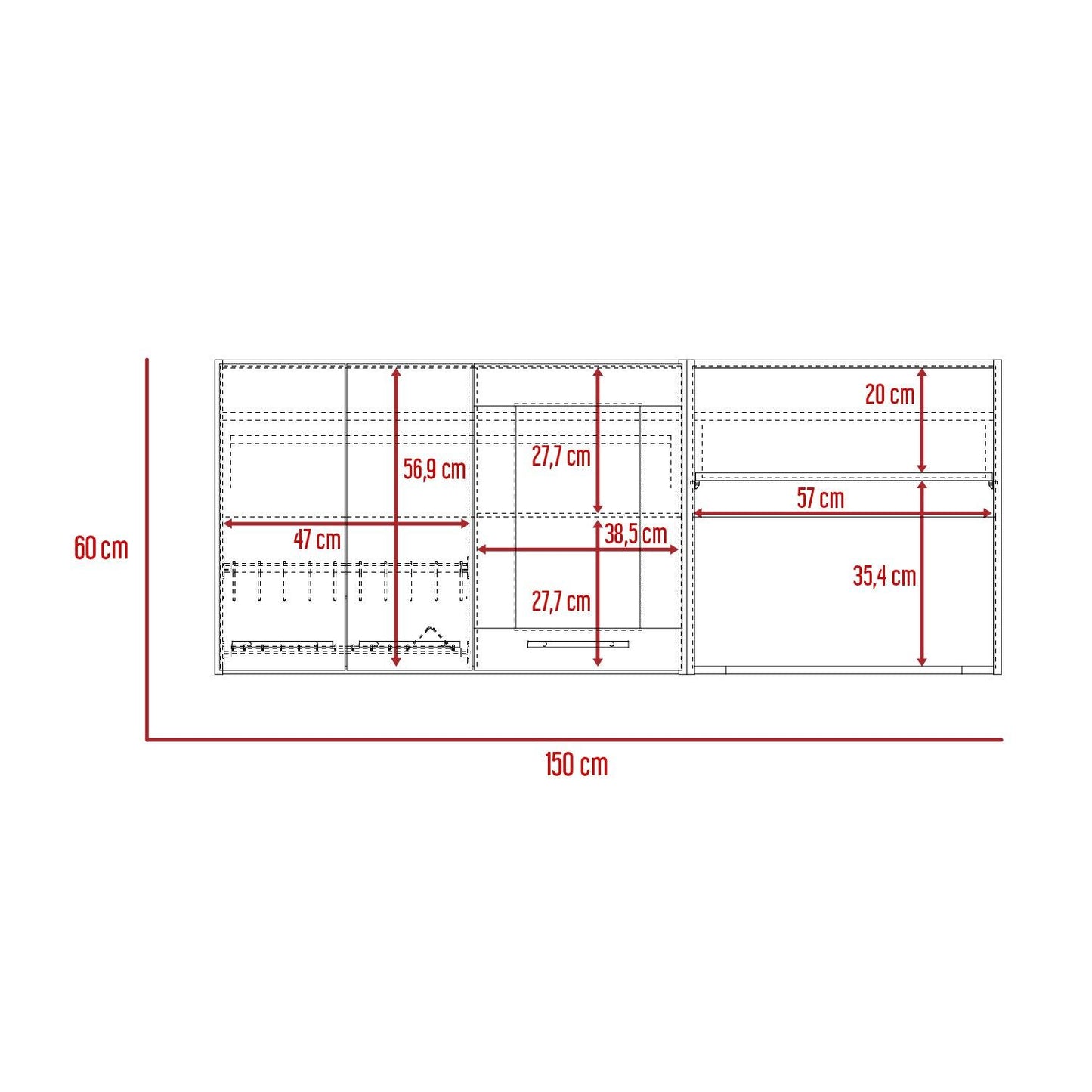 Modulo Superior De Cocina Kitchen Vionel Gris Y Rovere 150 Cm