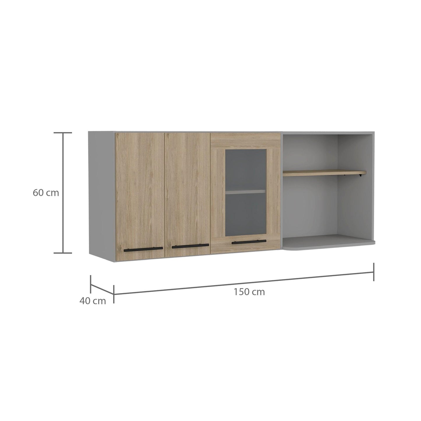 Modulo Superior De Cocina Kitchen Vionel Gris Y Rovere 150 Cm