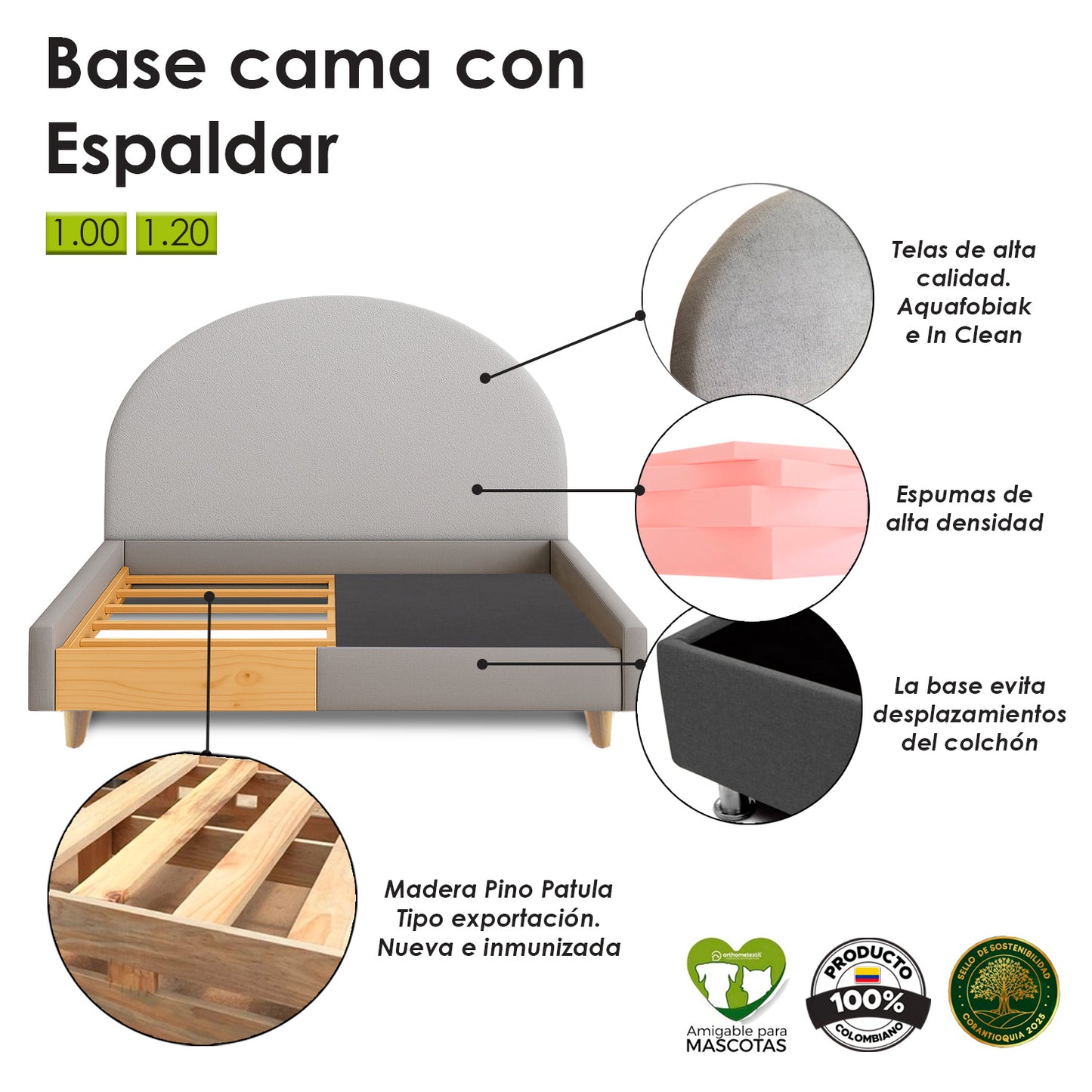 Base Cama con Espaldar Sencillo Infantil Mia rosado