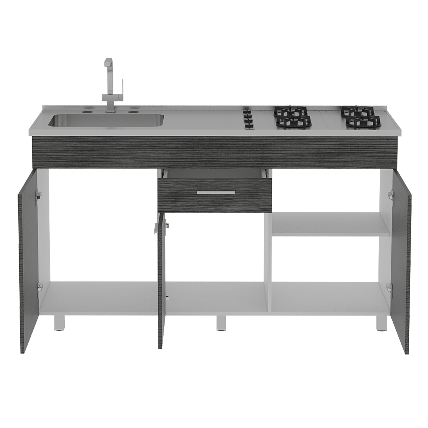 Gabinete Inferior Avorin Gris Y Blanco 150 Cm
