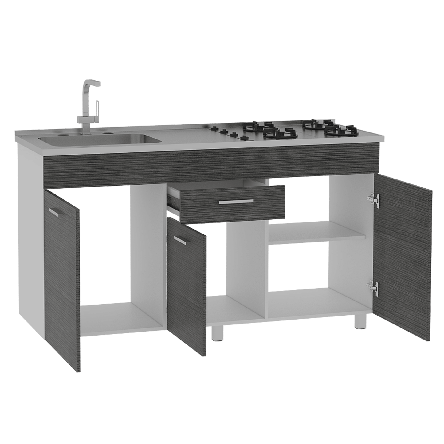 Gabinete Inferior Avorin Gris Y Blanco 150 Cm