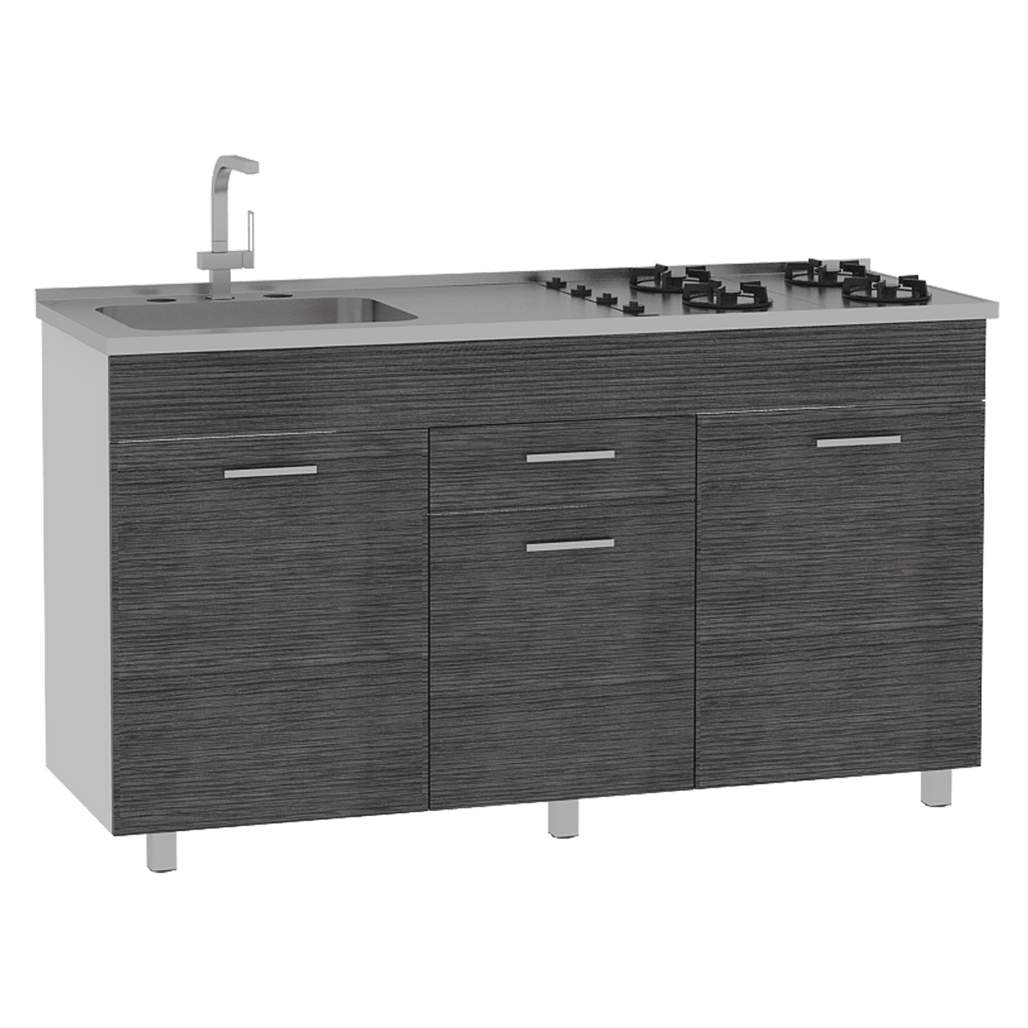 Gabinete Inferior Avorin Gris Y Blanco 150 Cm