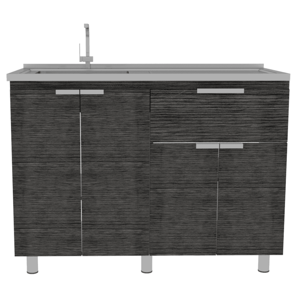 Mueble Inferior Cocina Nimora Homecollection Blanco Y Roble Gris 120 Cm