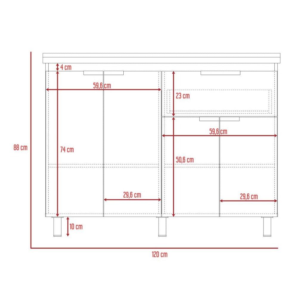 Mueble Inferior Cocina Nimora Homecollection Blanco Y Roble Gris 120 Cm