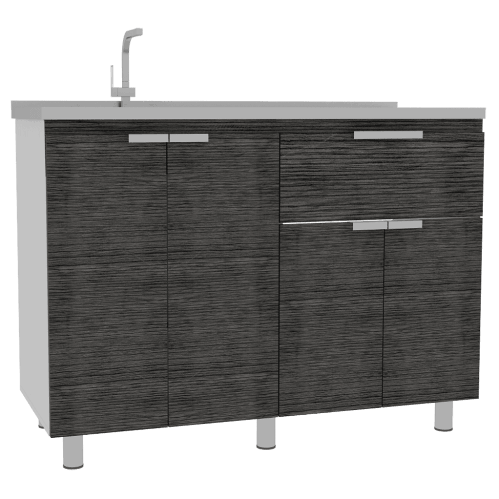 Mueble Inferior Cocina Nimora Homecollection Blanco Y Roble Gris 120 Cm