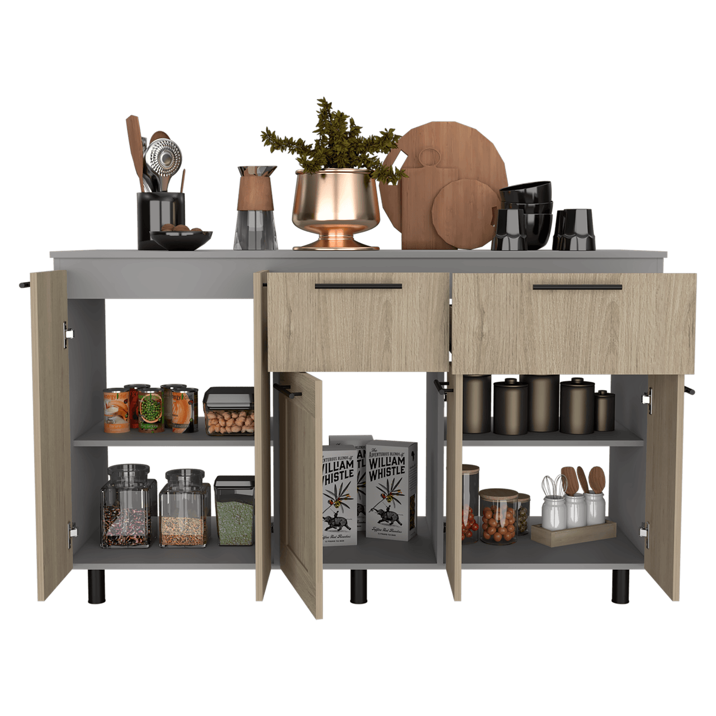 Modulo Inferior Kitchen Vionel Gris Rovere 150 Cm