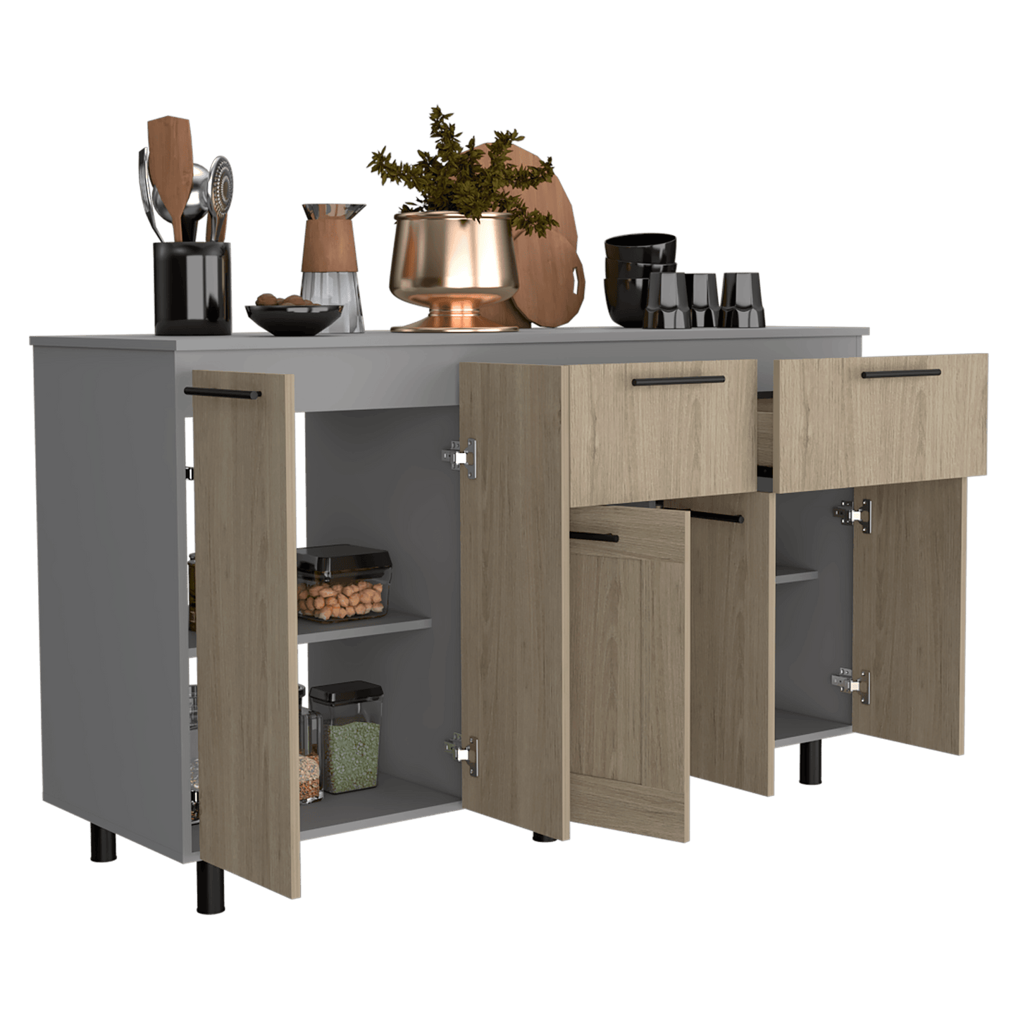 Modulo Inferior Kitchen Vionel Gris Rovere 150 Cm