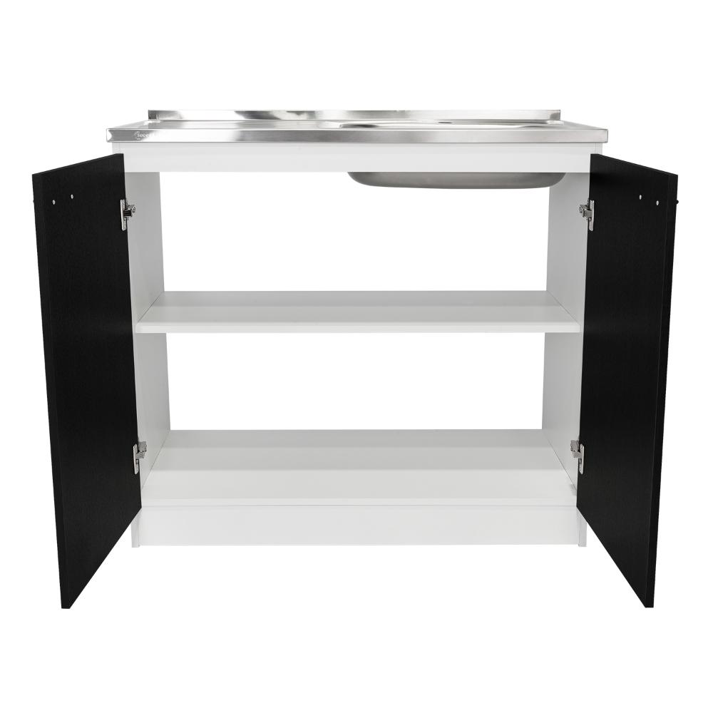 Gabinete Inferior Shelf Wengue Y Blanco 100 Cm