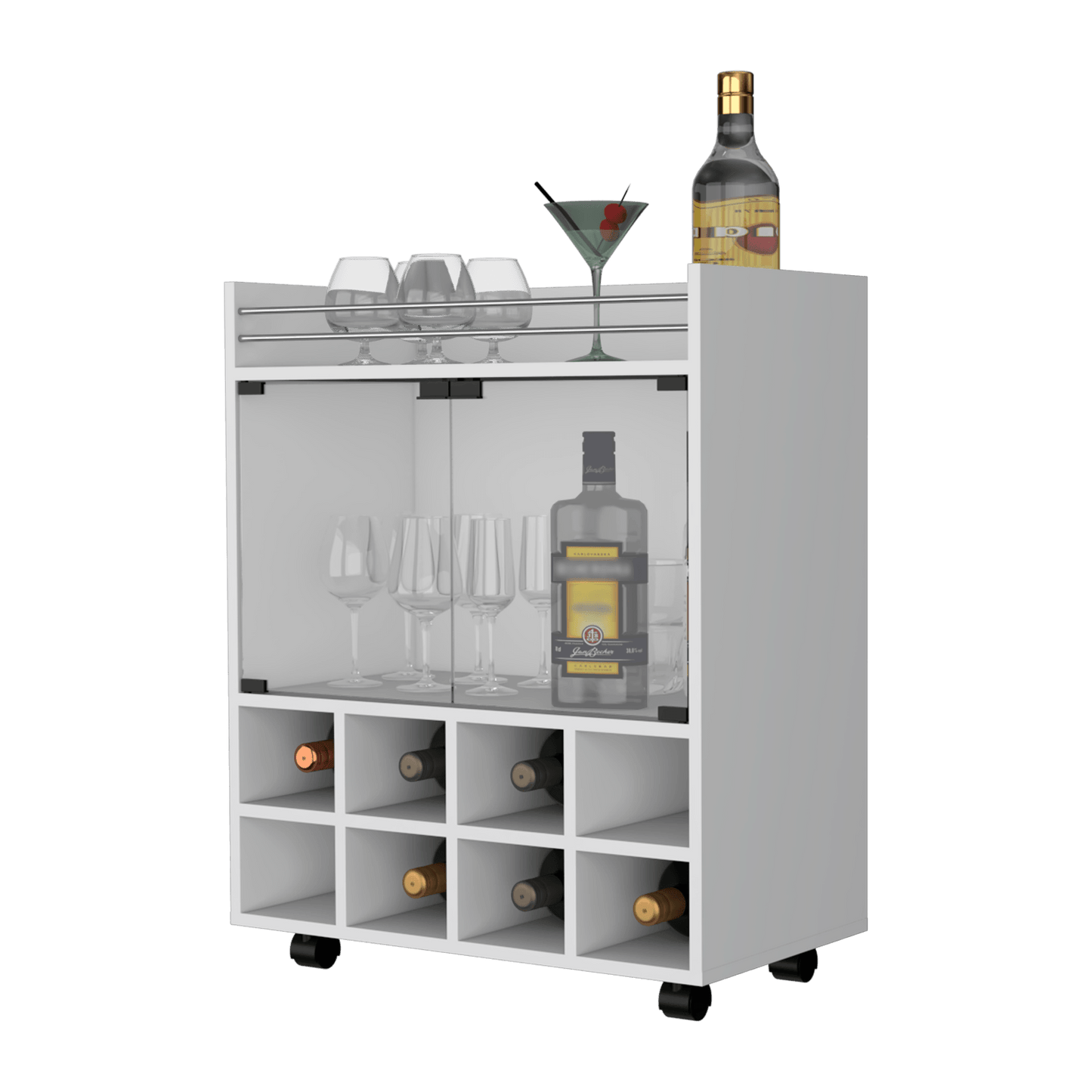Bar Kymora, Blanco, Con Espacio Para Organizar Licores U Objetos Decorativos