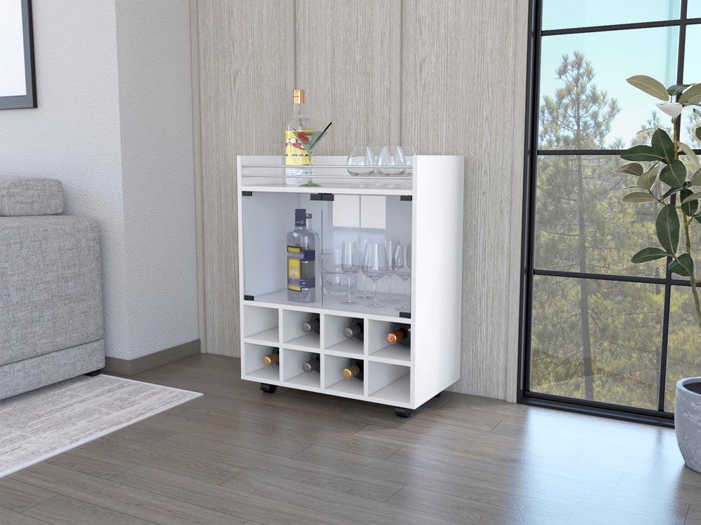 Bar Kymora, Blanco, Con Espacio Para Organizar Licores U Objetos Decorativos