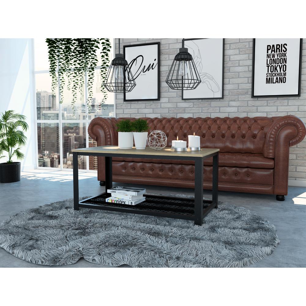 Mesa De Centro Yureli Duna Y Estructura Metálica Negra