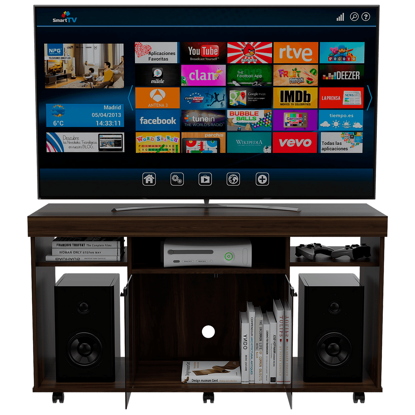 Mesa Para Tv Bearke Coñac Y Wengue Para Televisor De 50 Pulgadas