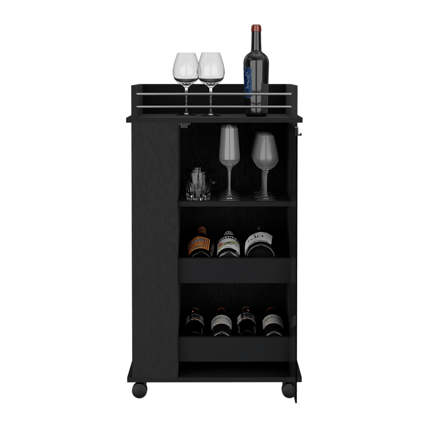 Bar Nyvora, Wengue, Con Amplios Espacios Para Ubicar Copas Y Botellas