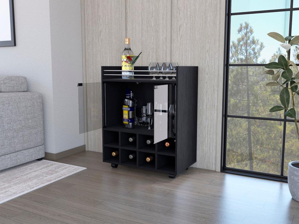 Bar Kymora, Wengue, Con Espacio Para Organizar Licores U Objetos Decorativos, Manijas Metalicas
