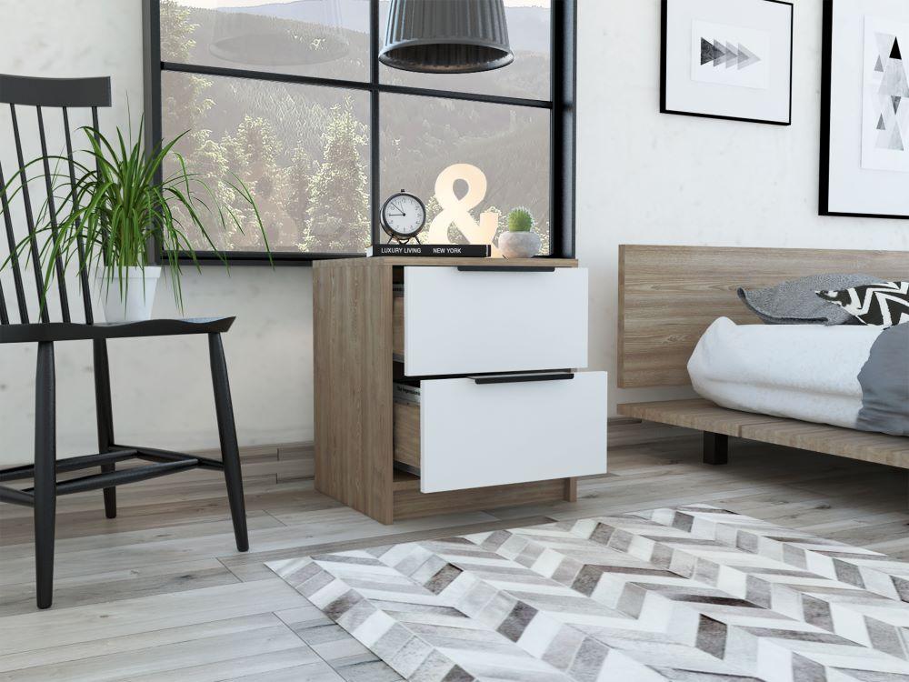 Mesa De Noche Okria Miel Y Blanco