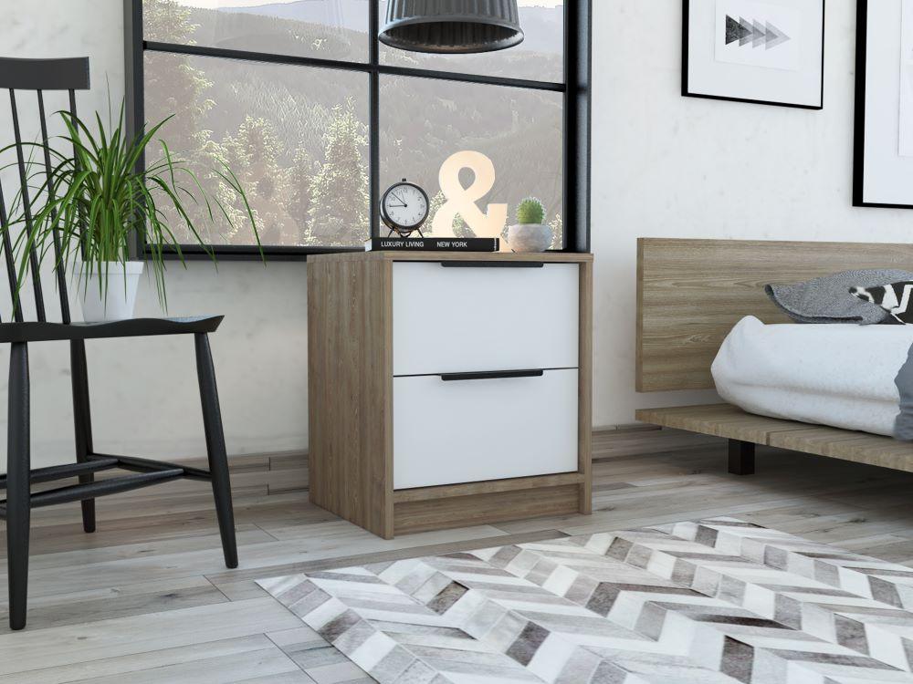 Mesa De Noche Okria Miel Y Blanco