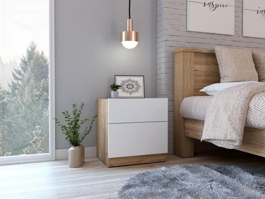 Mesa De Noche Trionyx Miel + Blanco