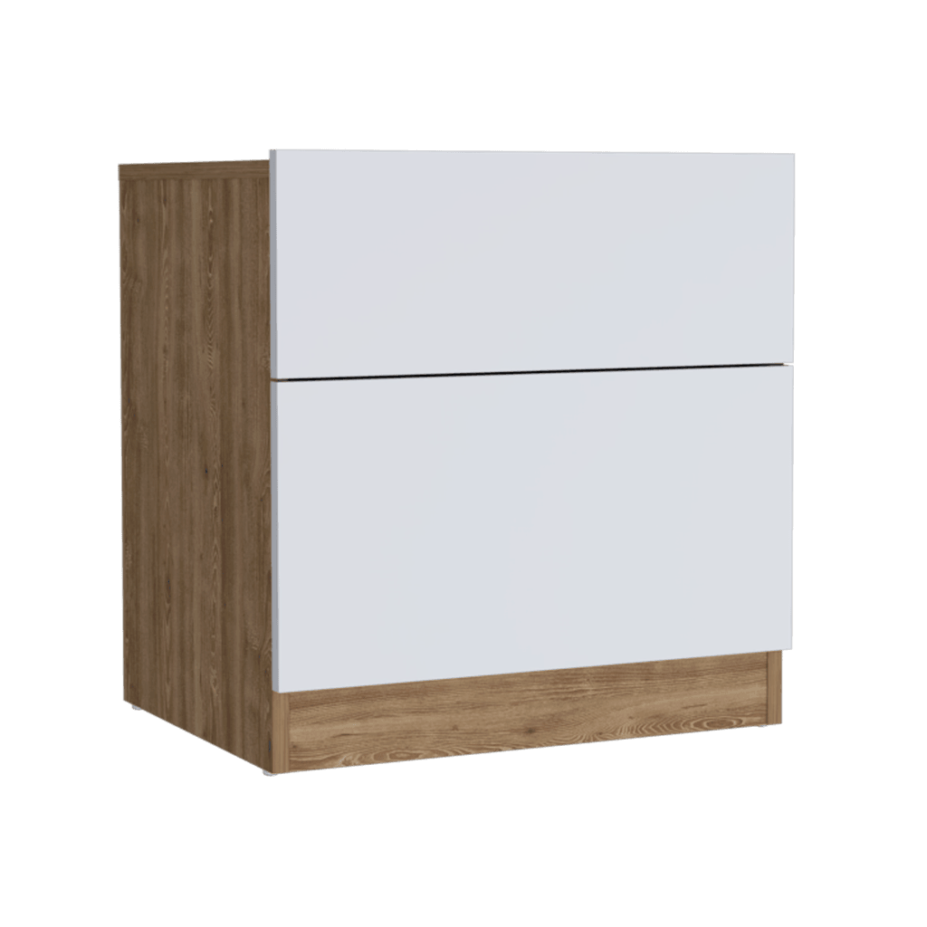 Mesa de Noche Almara color Miel y Blanco para Habitación.