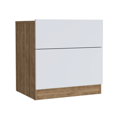 Mesa de Noche Almara color Miel y Blanco para Habitación.