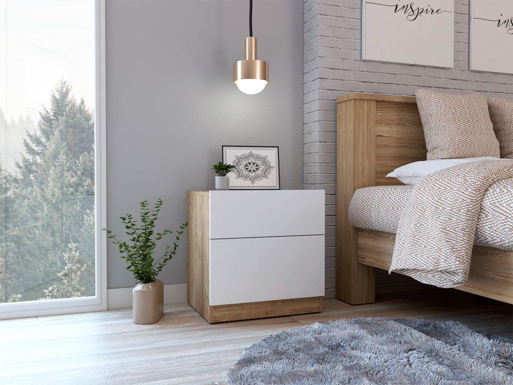 Mesa De Noche Trionyx Miel Y Blanco