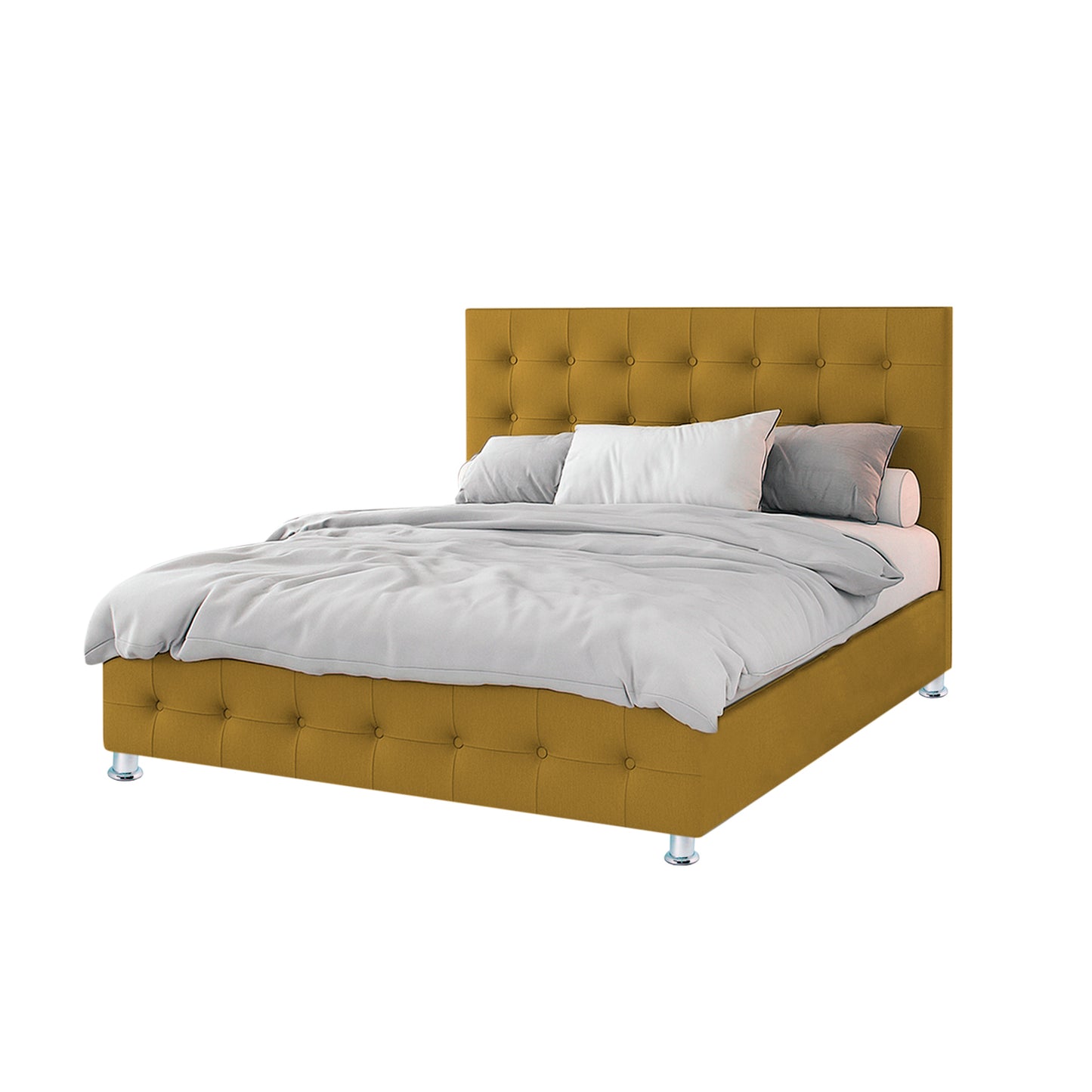 Base Cama Con Espaldar King Capital Mostaza