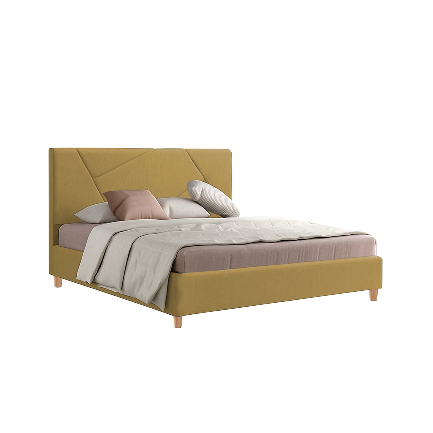 Base Cama Con Espaldar King Hampton Mostaza