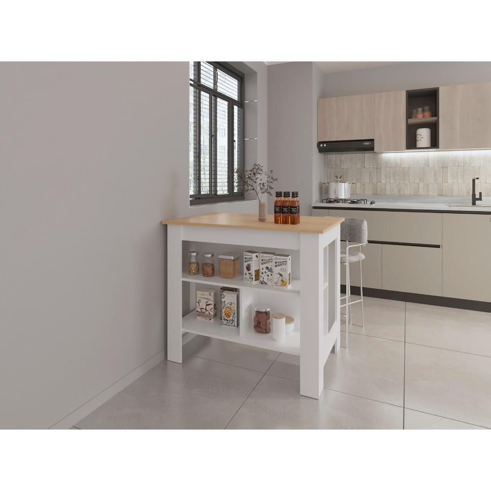 Barra De Cocina Serima Rovere Y Blanco