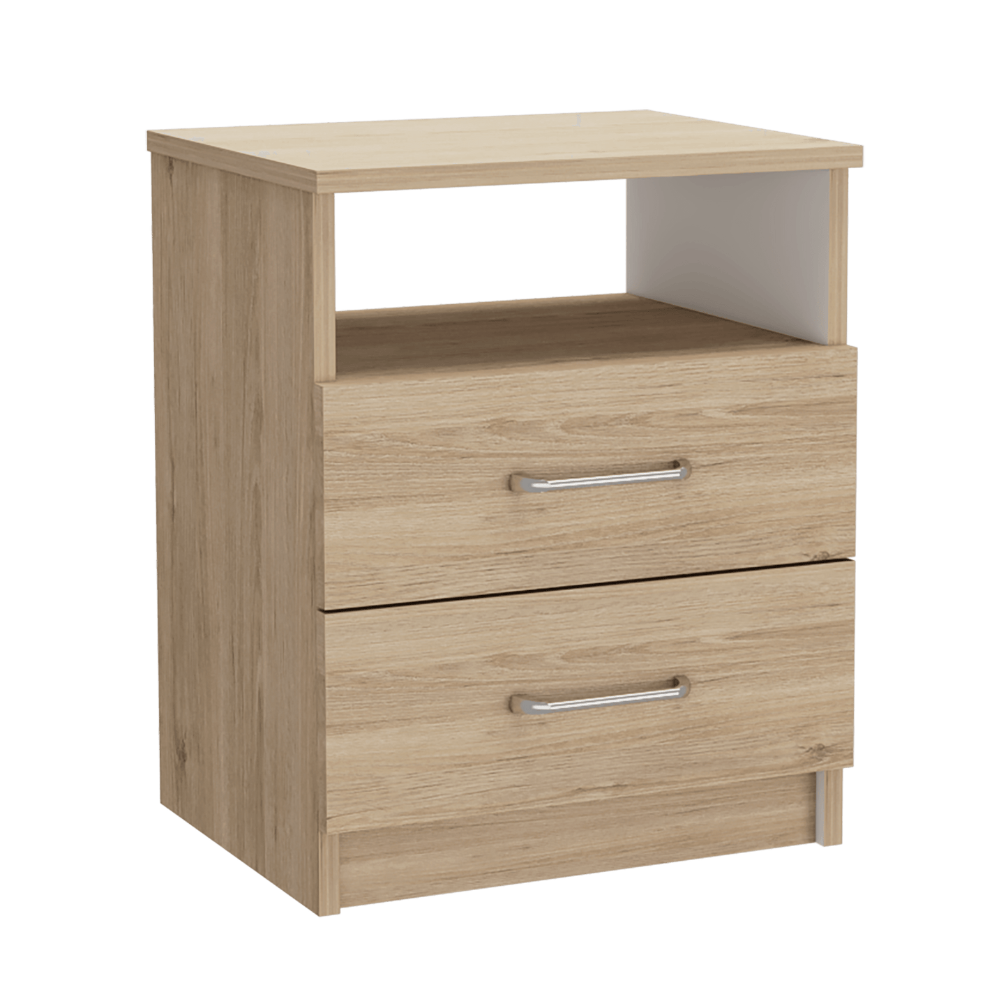 Mesa De Noche Shelf Rovere Y Blanco
