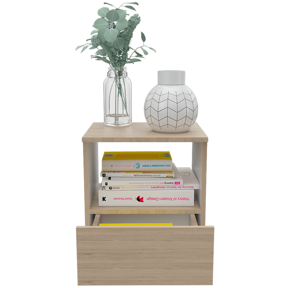 Mesa De Noche Ovelar Rovere + Blanco