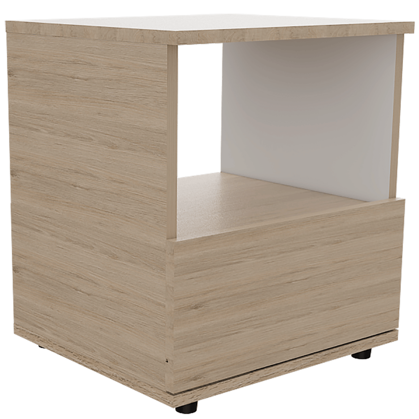 Mesa De Noche Ovelar Rovere + Blanco