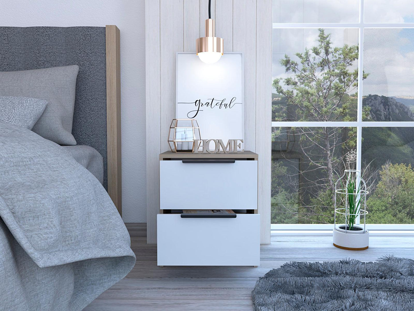 Mesa De Noche Kaia X2 Und (1C) Rovere+Bl
