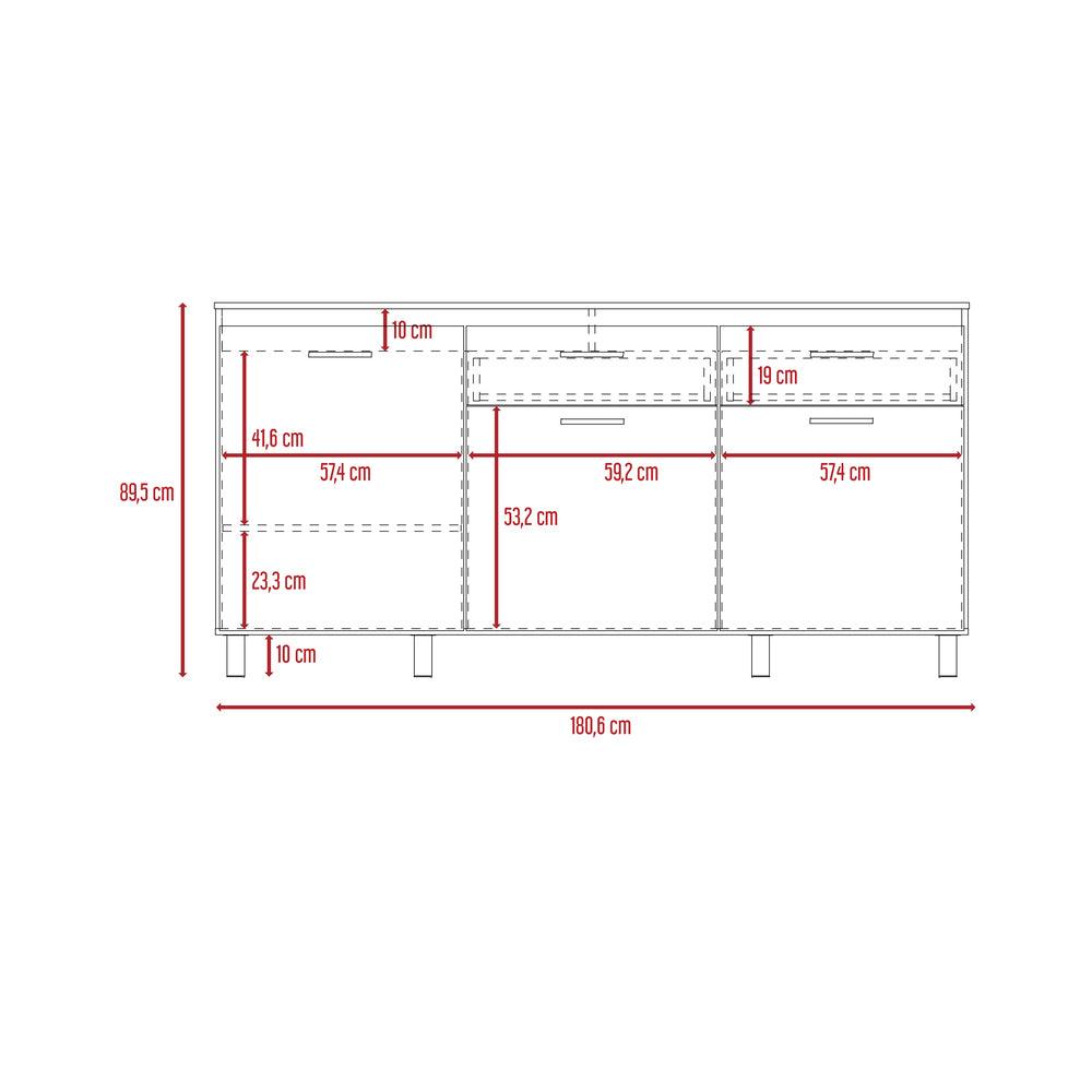 Modulo Inferior Cocina Vionel Rovere Niebla 180 Cm
