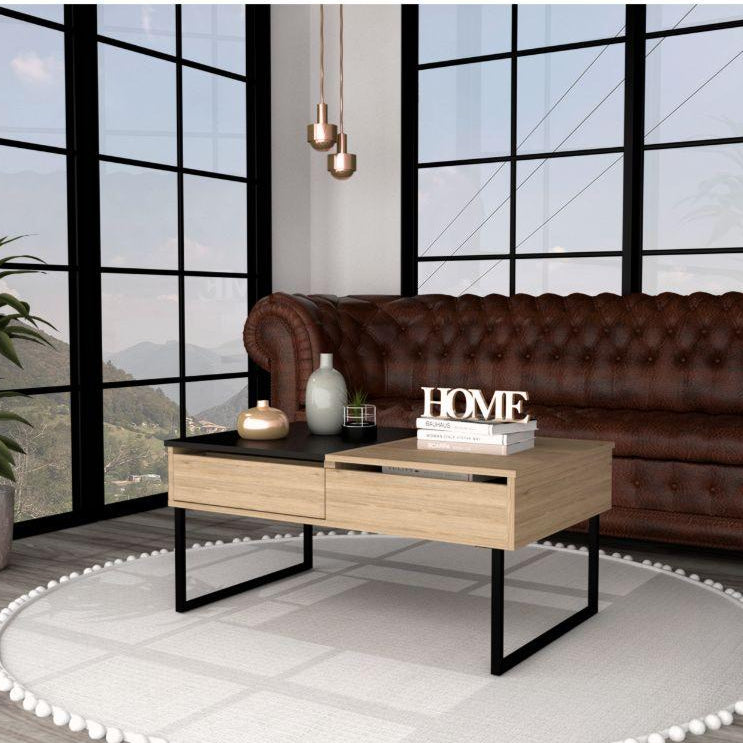 Mesa De Centro Funcional Base Flotante Rovere Wengue