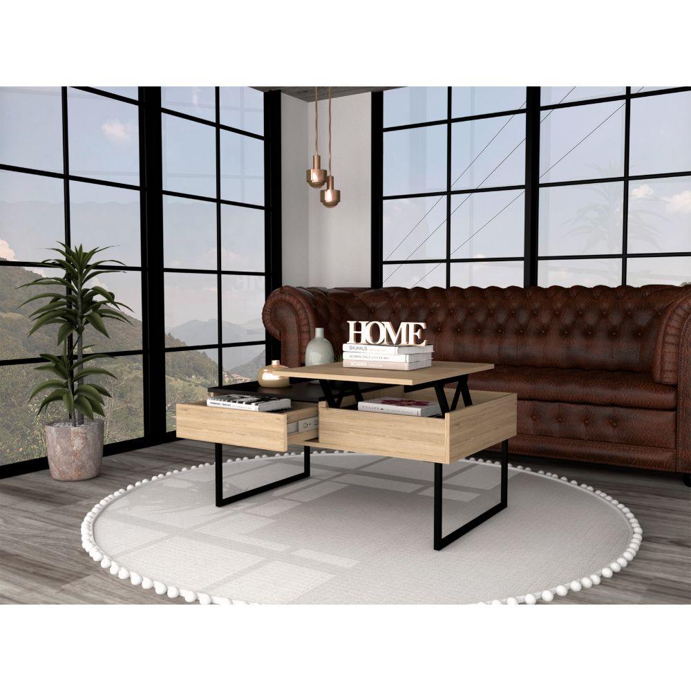Mesa De Centro Funcional Base Flotante Rovere Wengue