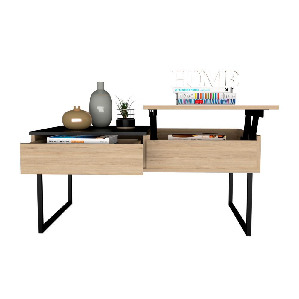Mesa De Centro Funcional Base Flotante Rovere Wengue