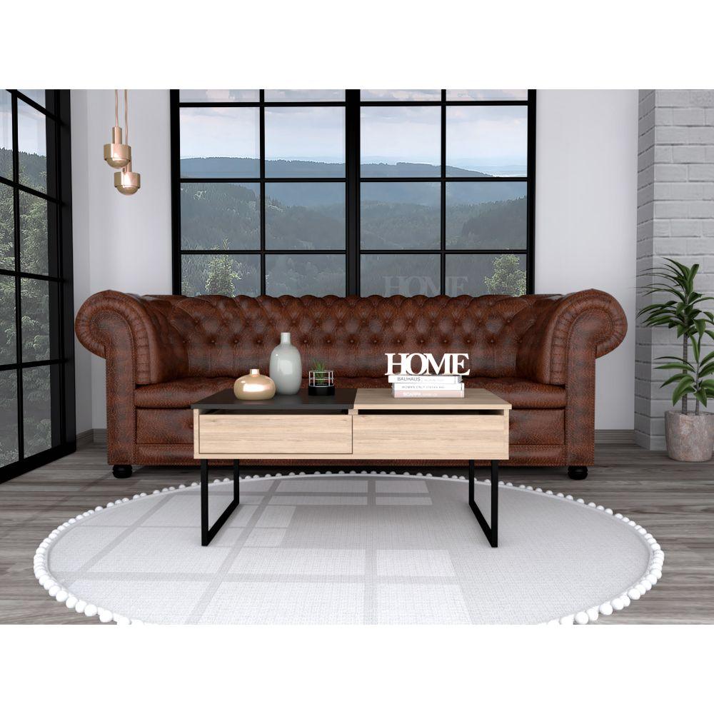 Mesa De Centro Funcional Base Flotante Rovere Wengue