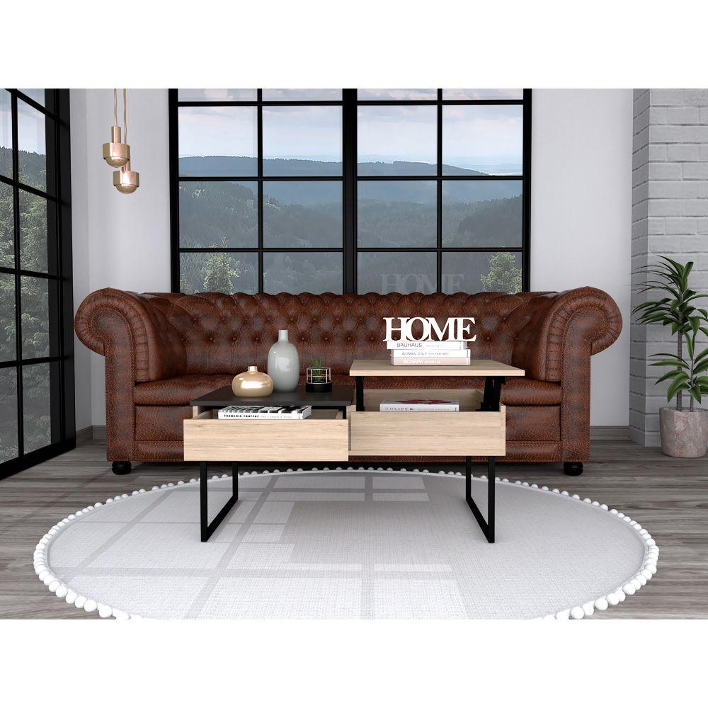 Mesa De Centro Funcional Base Flotante Rovere Wengue