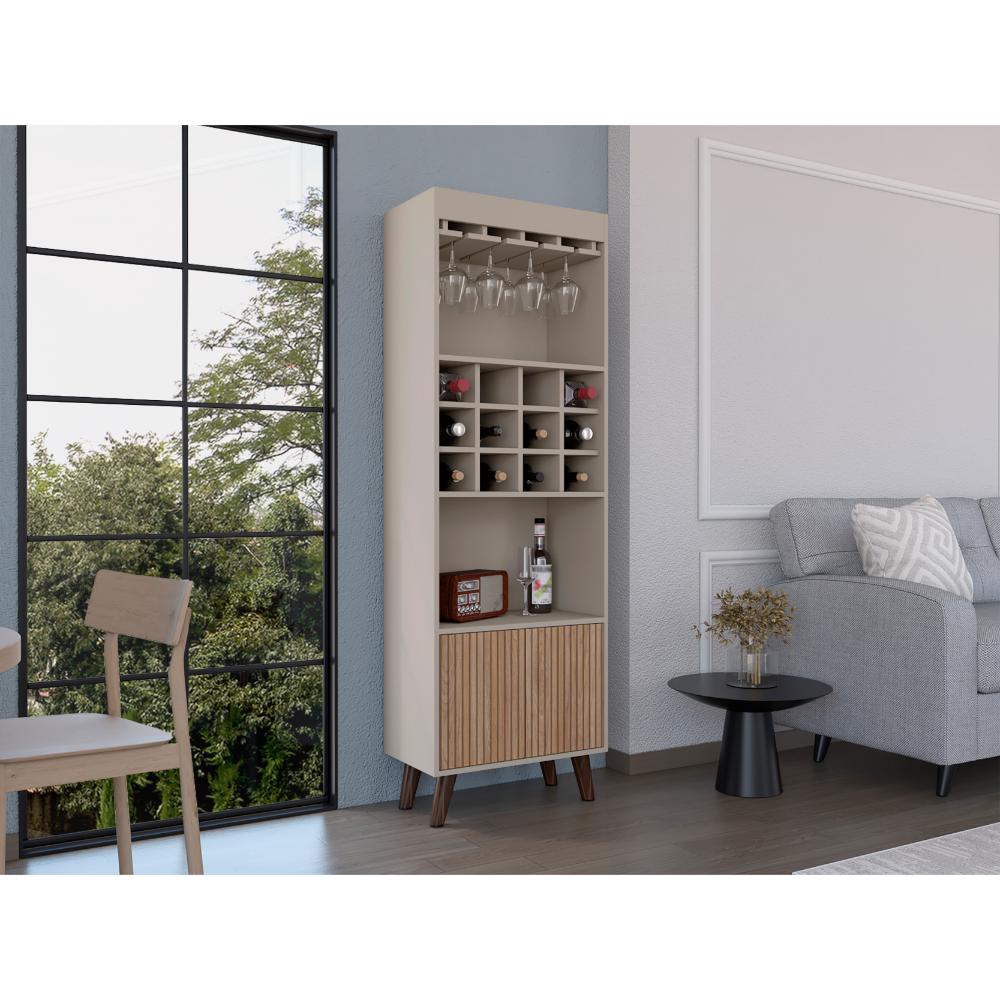 Bar Isabella, Cocoa, Con Dos Puertas Abatibles Y Espacio Para Almacenar Copas