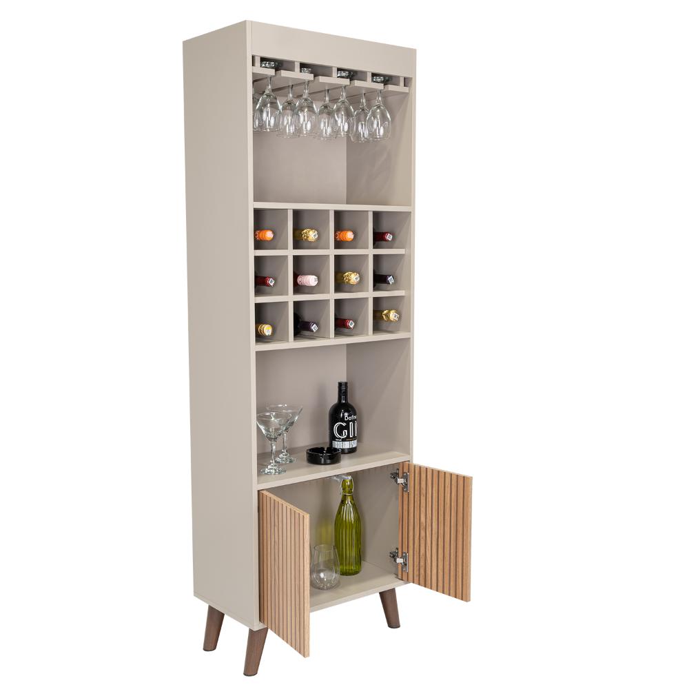 Bar Isabella, Cocoa, Con Dos Puertas Abatibles Y Espacio Para Almacenar Copas