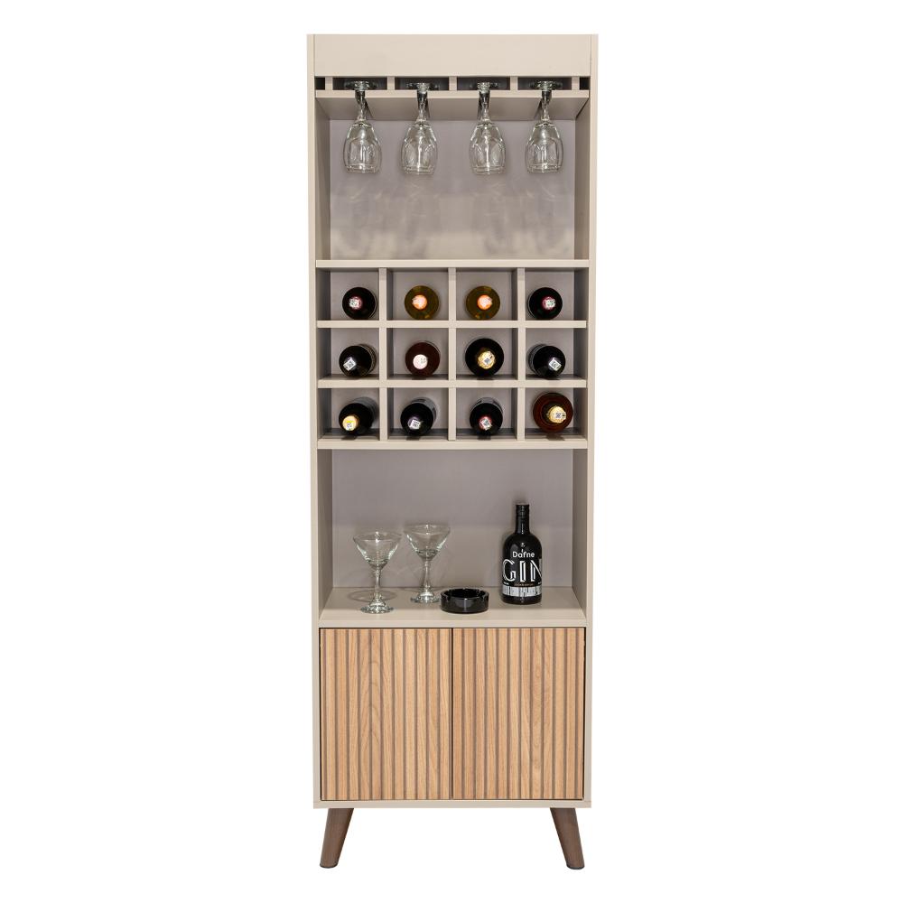 Bar Isabella, Cocoa, Con Dos Puertas Abatibles Y Espacio Para Almacenar Copas