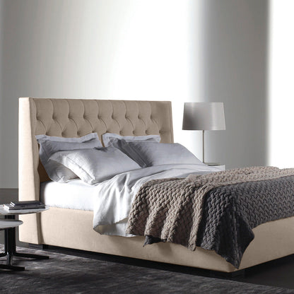 Base Cama con Espaldar + Colchon King Marfil 200x200x150 beige