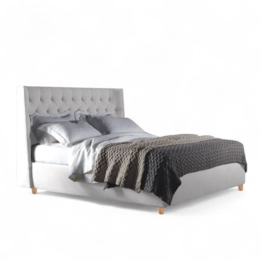 Base Cama con Espaldar + Colchon Queen Marfil 160x190x150 blanco