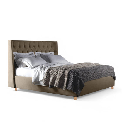 Base Cama con Espaldar + Colchon King Marfil 200x200x150 taupe