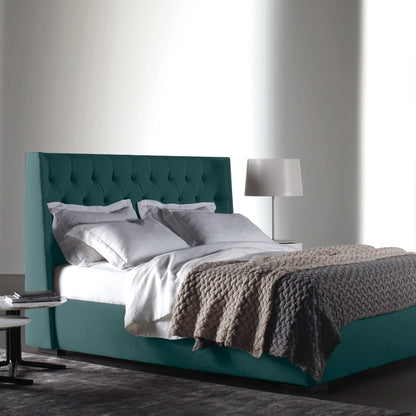 Base Cama con Espaldar + Colchon King Marfil 200x200x150 verde