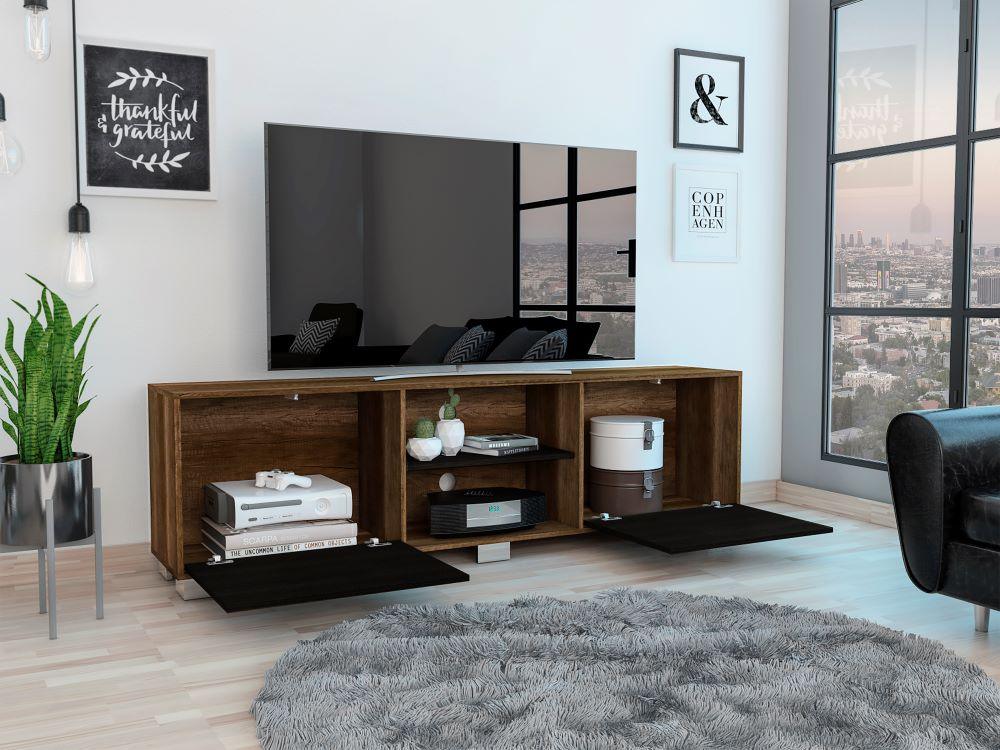 Rack Tv Tyvora Color Caramelo Y Wengue Para Tv De 80''
