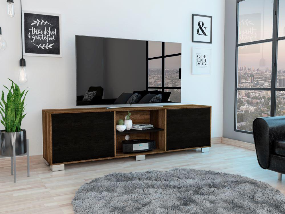 Rack Tv Tyvora Color Caramelo Y Wengue Para Tv De 80''