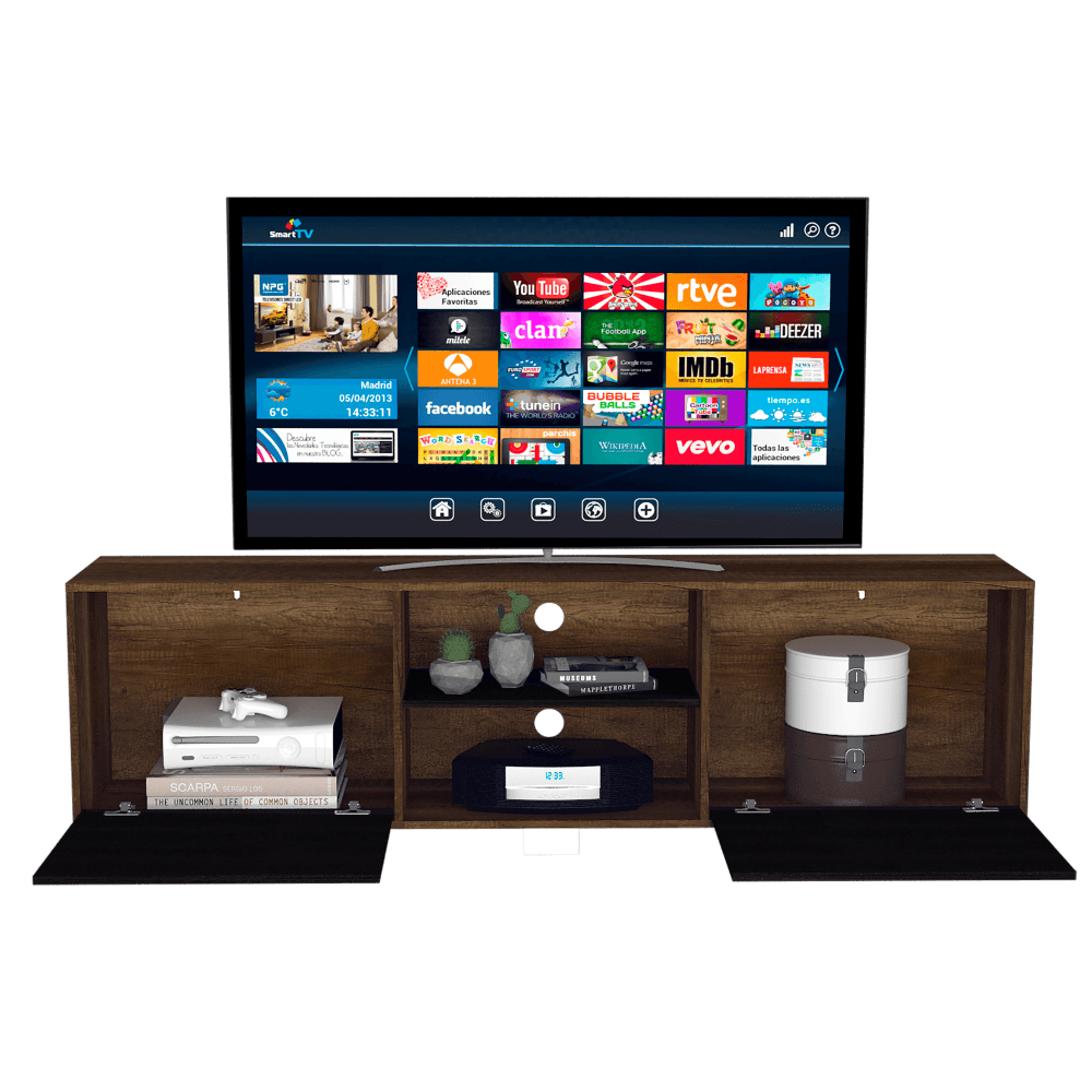 Rack Tv Tyvora Color Caramelo Y Wengue Para Tv De 80''